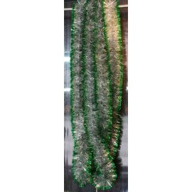 Vianočná girlanda - strieborná-svetlozelené konce - 6 m dlhá s Ø 10cm