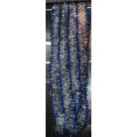 Vianočná girlanda - strieborná-modré konce - 6 m dlhá s Ø 7cm