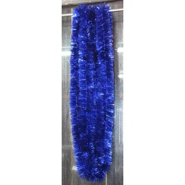 Vánoční girlanda - stříbrná-modré konce - 6 m dlouhá s Ø 7cm