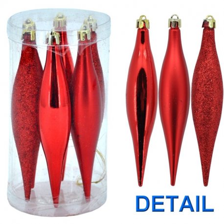 Vianočná dekorácia nerozbitná špice strieborné -6 ks - 16 cm
