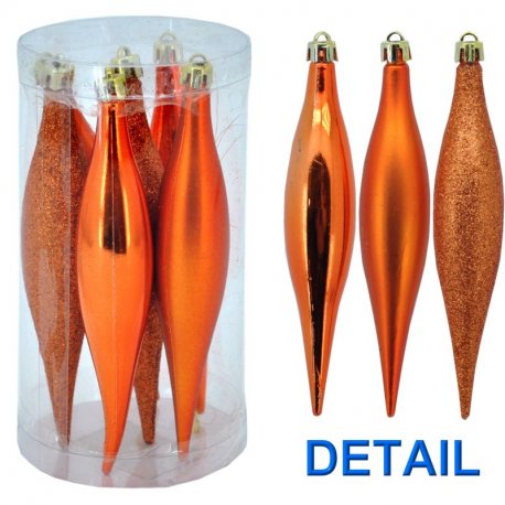 Vianočná dekorácia nerozbitná špice strieborné -6 ks - 16 cm