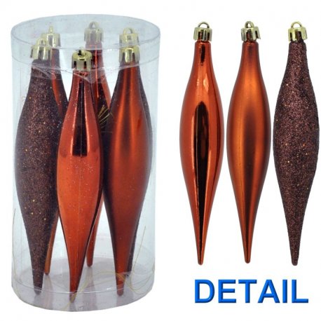Vianočná dekorácia nerozbitná špice strieborné -6 ks - 16 cm