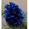 Vianočná ozdoba šiška 4 ks glitrová tmavo-modrá 4,5 - 6,5 cm