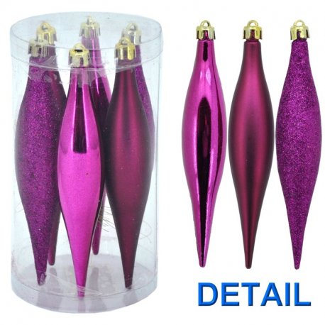 Vianočná dekorácia nerozbitná špice strieborné -6 ks - 16 cm