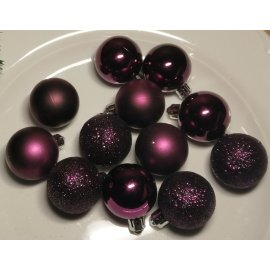 Vianočné gule tmavofialové Ø 4 cm - 12 ks